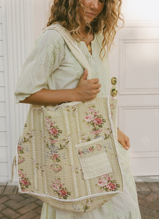 Sage Quilted Tote