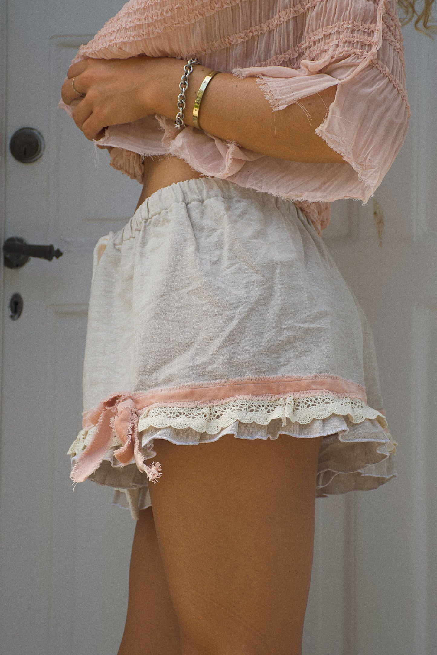 Crochet Bloomer Shorts - Rosy