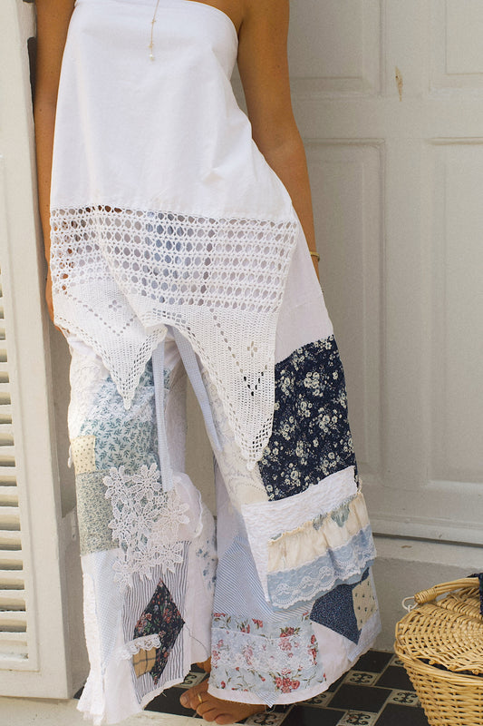 Lacey Blue Patchwork Flares
